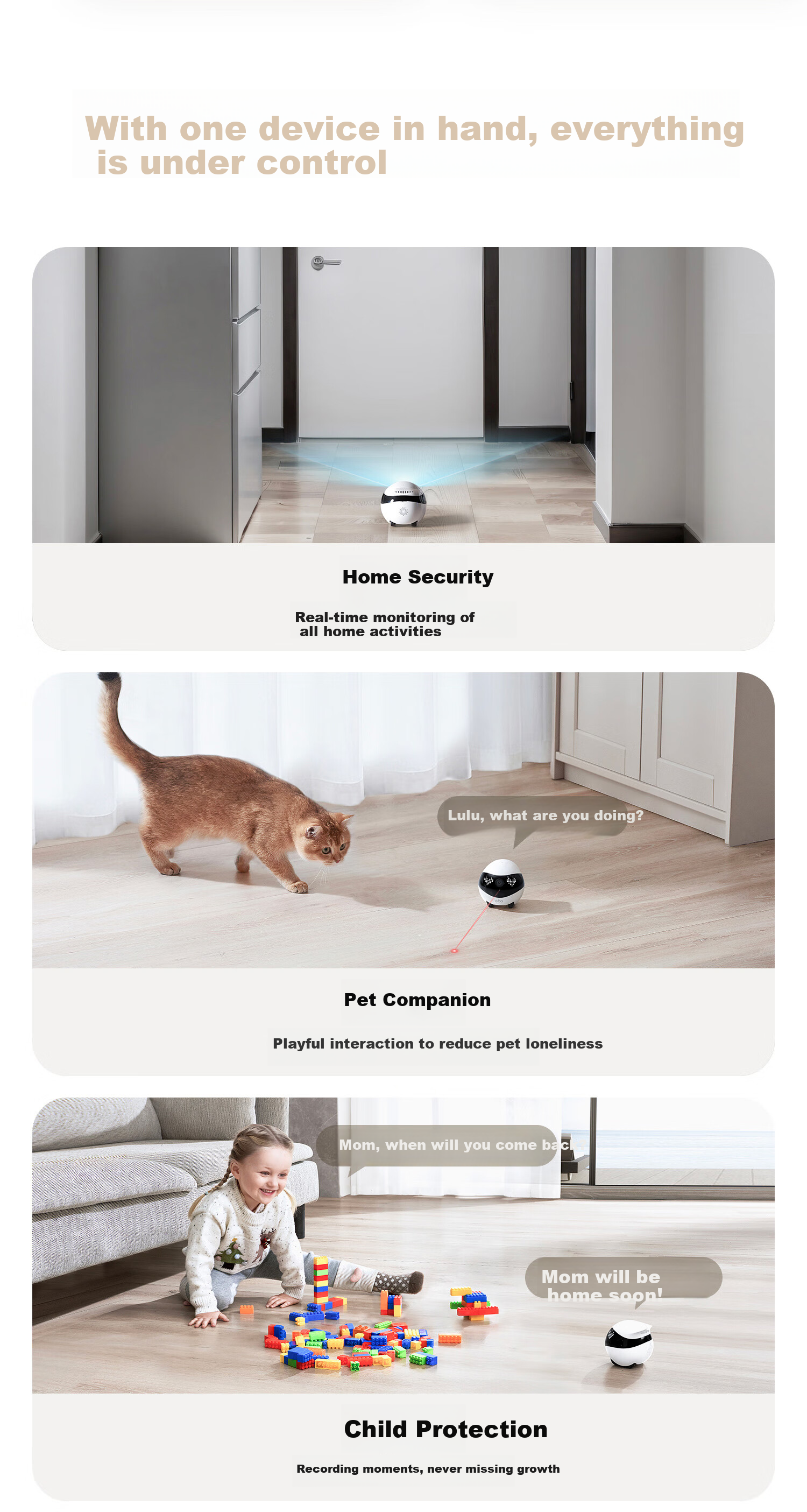 Enabot EBO Air 2 Mobile Surveillance Camera Elderly Kids Pets AI Companion Robot Home Monitoring Camera EBO Robot [Cloud Blue] 4