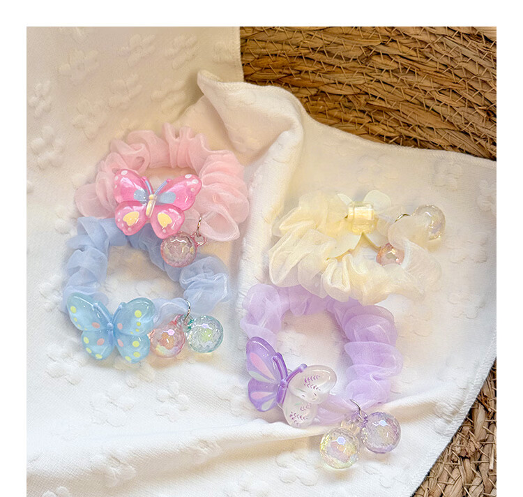 CHIMERA 4-Piece Candy-Colored Hair Ties for Children, Durable Hair Bands for Bun Hairstyles, Hair Accessories for Girls, Mid-Autumn Festival Gift 10