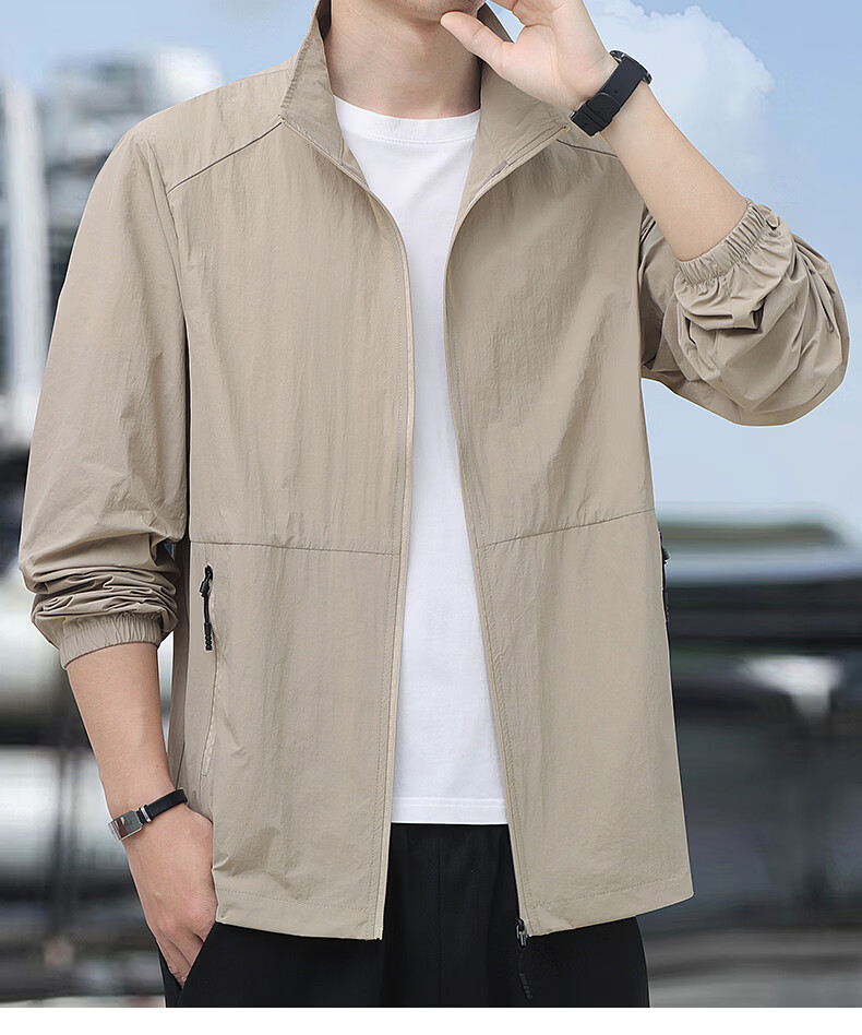 ROMON Men's Summer Sunscreen Jacket Ice Silk Lightweight Skin Jacket Outdoor Fishing Casual Coat 2518 Army Green 2XL 12