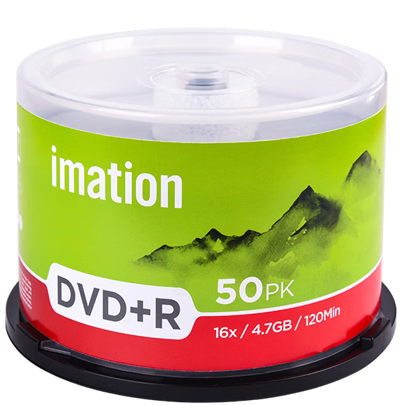IMATION Ruande Group DVD+R Blank Discs, 50-Pack, 16x Speed, 4.7GB Large Capacity, High-Speed Discs for Computer Reading And Recording, Storage of Office Files, Data, Video, And Music