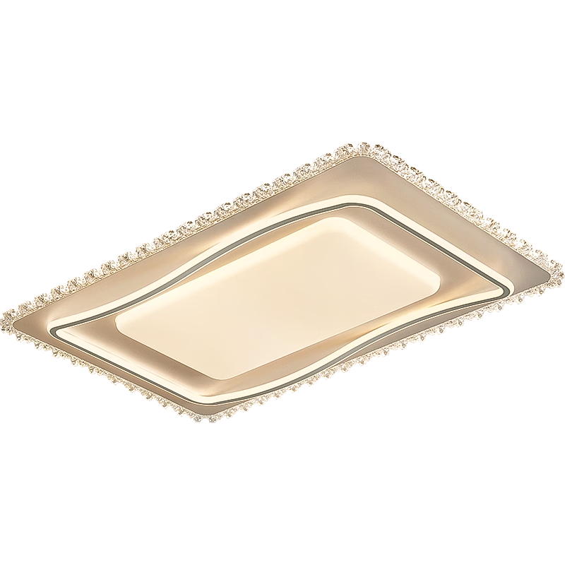 AOC Crystal Living Room LED Ceiling Light Bedroom Full House High-End Ultra-Bright Luxury 105cm Rectangular Three-Color Light