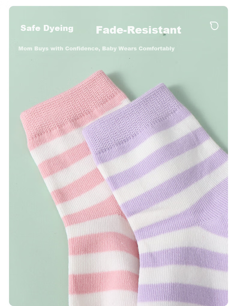 Hodo Children's Socks Unisex Kids Four Seasons Mid-Calf Cotton Socks High Elastic Breathable Striped Student Socks W5005 Set 7 Size 20-22 9