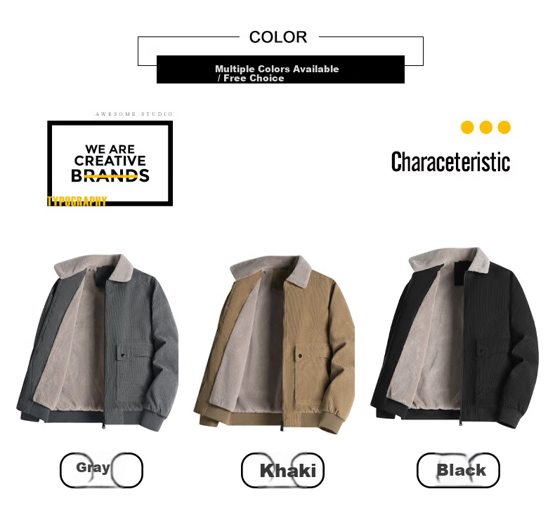 MiiOW Men's Jacket Autumn Winter Casual Windproof Retro Warm Lapel Versatile Black 2XL 11