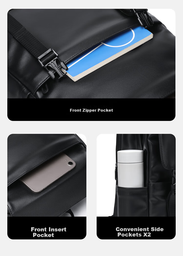 GOLF Men's Travel Backpack Unisex 15.6/16 Inch Laptop Student School Bag Soft Leather Business Backpack 11