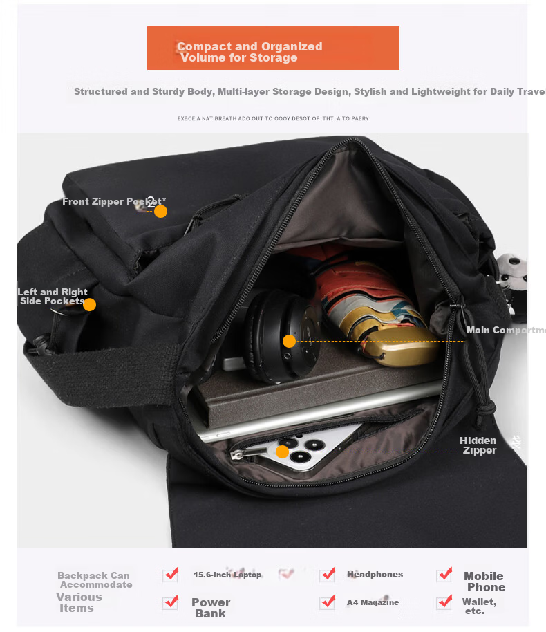 Viney Men's Casual Sports Crossbody Bag Fashion Trendy Japanese Messenger Bag Large Capacity Multifunctional Canvas Bag 3