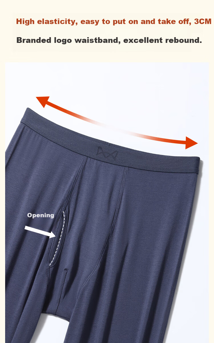 MiiOW Men's Thermal Underwear Set Autumn Winter Antibacterial Warm Base Layer Pants 7A 12