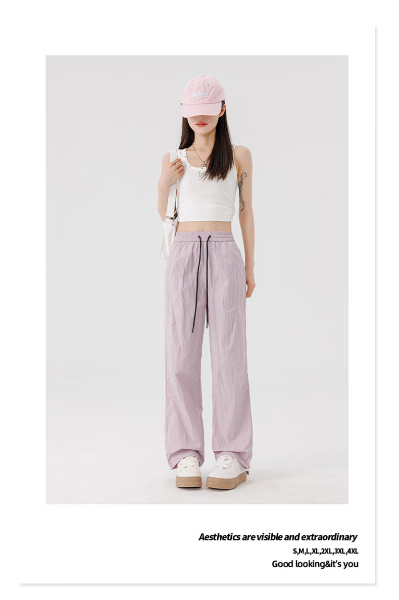 TUCANO Women's Casual High-Waist Jogger Pants Slim Fit Breathable Soft Skin-Friendly Draped Trousers Light Pink 3XL 20