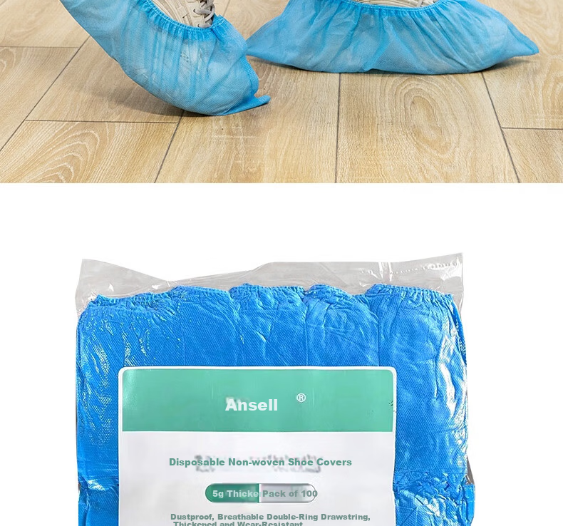 Ansell Disposable Shoe Covers (100 pcs) Non-woven Thickened Dustproof Shoe Covers 39938 13