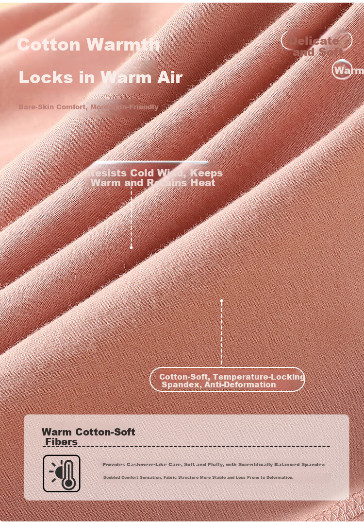 GUJIN Women's Thermal Underwear Set Autumn Winter Cotton Heat Retaining Thick Slim Fit Base Layer Top and Bottom 9