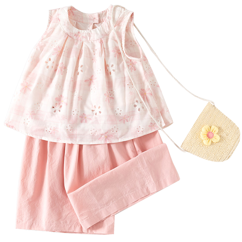 Banxidi Girls Summer Outfit 2026 New Fashionable Sleeveless Top and Children's Pants Princess Summer Clothes