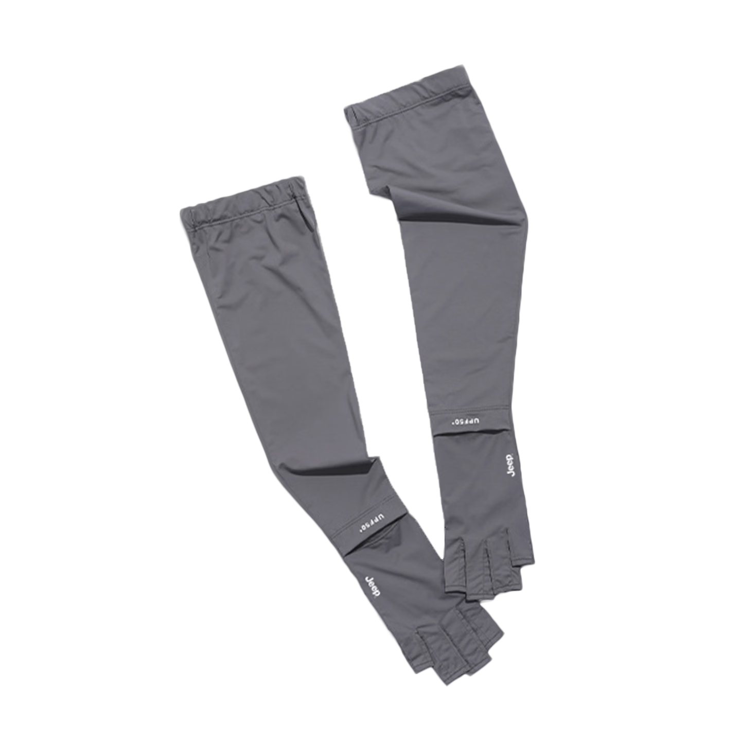 JEEP Men's Summer Outdoor Cycling Driving Sun Protection Half-Finger Arm Sleeves UV Protection Ice Sleeve Gray
