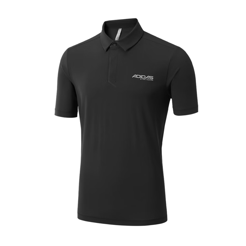 Adidas Men's Summer Sports Quick-Dry Breathable Lightweight Cool Loose Fit Black Short Sleeve Polo T-Shirt M