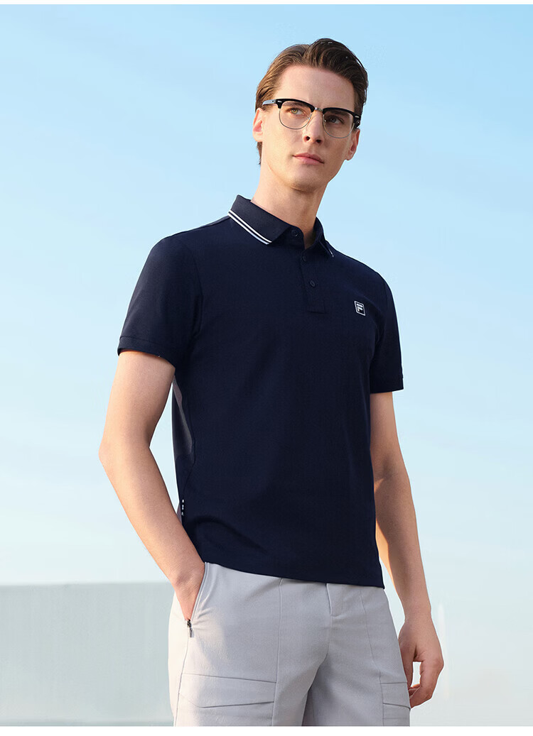 FILA Elite Men's Knitted Short Sleeve Polo Shirt 2026 Summer Simple Basic Casual Top 27