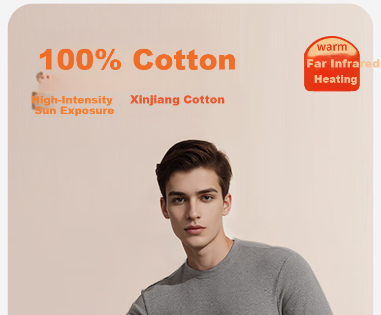 LangSha Men's Autumn Cotton Thin Warm Thermal Underwear Set Mid-Neck Comfortable Antibacterial Cotton Base Layer New Arrival 2