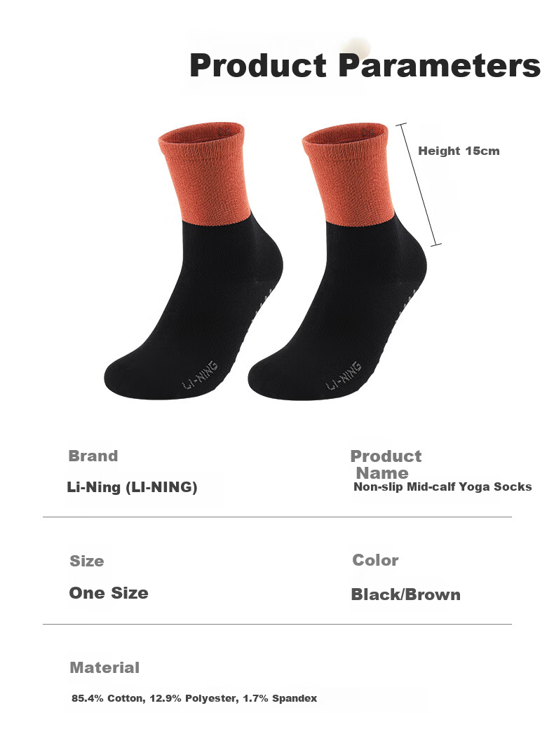 LI-NING Yoga Socks Pilates Socks Non-Slip Floor Socks Women's Professional Sports Fitness Aerobics Adult Cotton Sports Socks 7