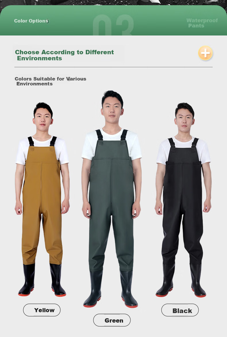BOLOLANZHI Thickened Waterproof Overalls Rain Pants Water Shoes Full-body Waterproof Bib Pants Half-body Waders Customizable 6
