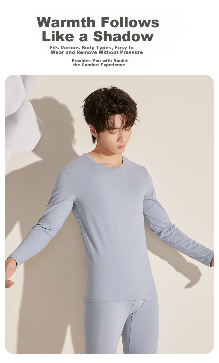 Hongdou Men's 7A Antibacterial Cotton Camellia Oil Moisturizing Soft Elastic Thin Warm Tight Autumn Thermal Underwear Set 8
