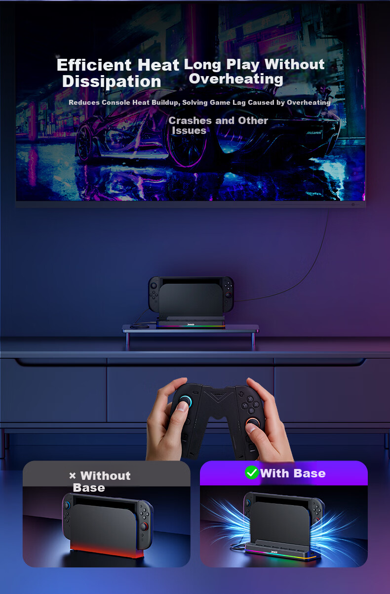 Jemdo Cooling Base Fan for Nintendo Switch 2 OLED Storage Stand Cooling Device NS Auto Start-Stop Game Card TV Mode Accessory 5