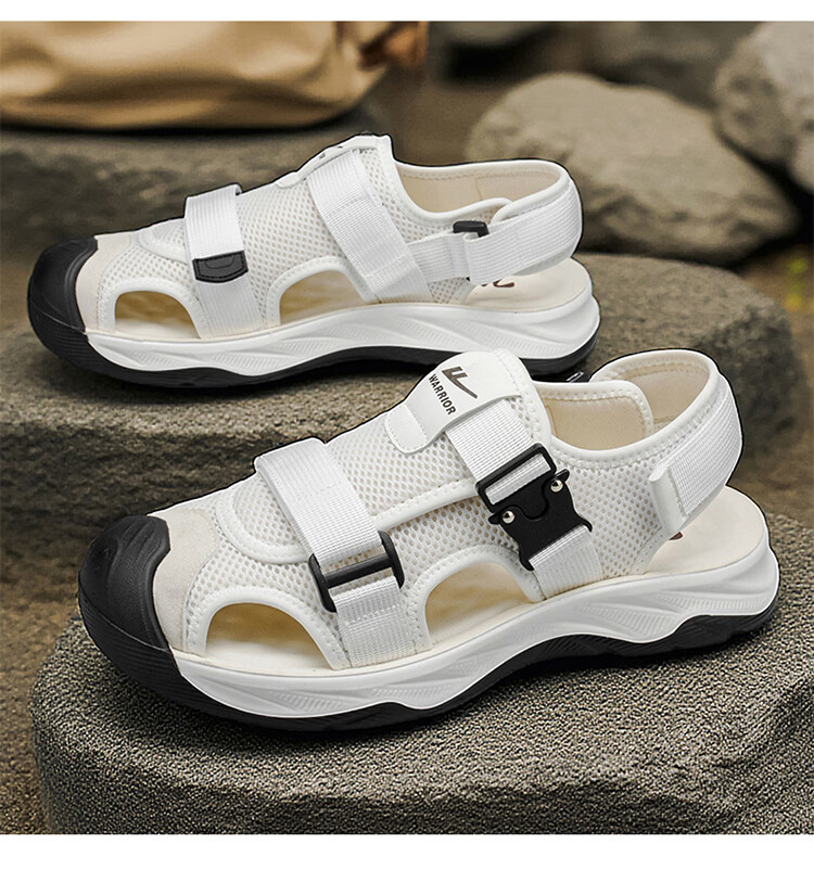 Warrior Men's Summer 2026 New Breathable Mesh Sandals Versatile Outdoor Closed-Toe Slippers Khaki Size 40 14