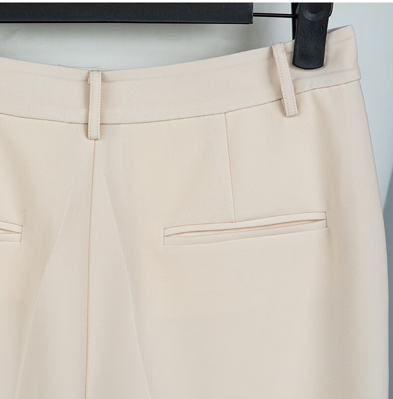 ROEYSHOUSE Women's High-End Commuter Suit Straight-Leg Pants Summer Professional High-Waist Wide-Leg Trousers 08254 Apricot M 14