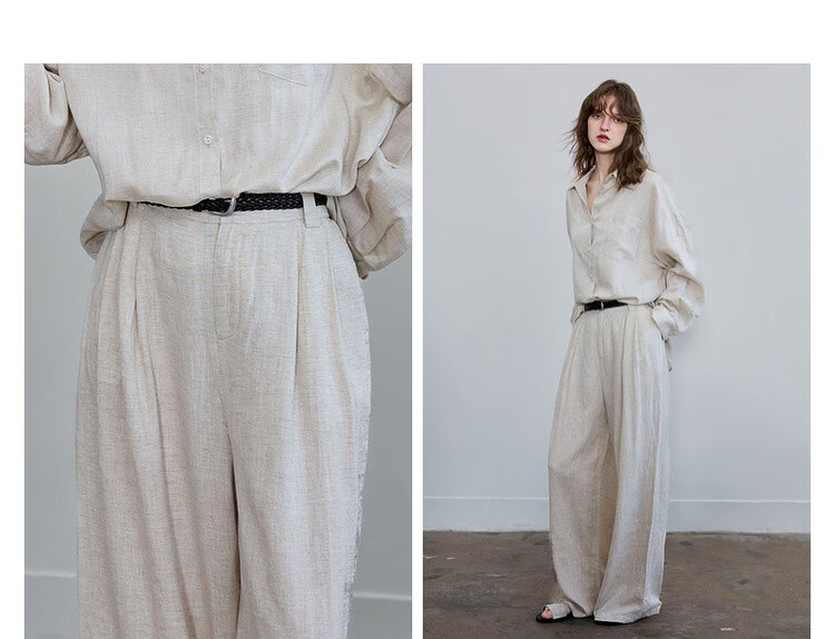 Demana Oxygen 100 Linen Spring Minimalist 3D Pleated Loose Wide-Leg Slimming Casual Pants for Women Premium Feel 5