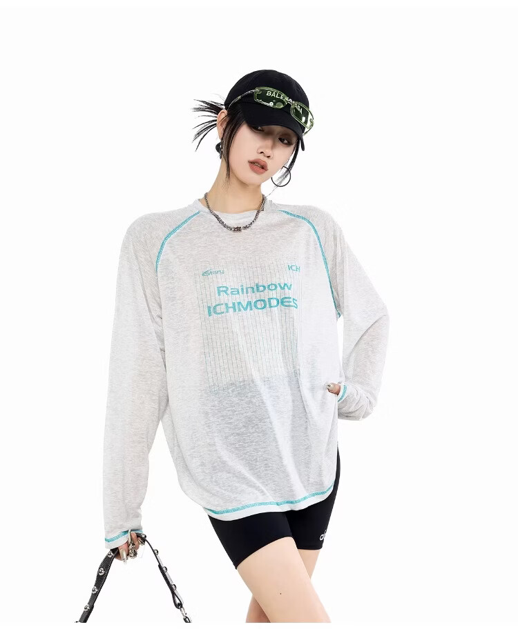ICH MODE Lyocell Hassu Thread Long Sleeve T-Shirt Physical Sun Protection Cover-Up Women Summer Cooling Loose Top Pink M 6