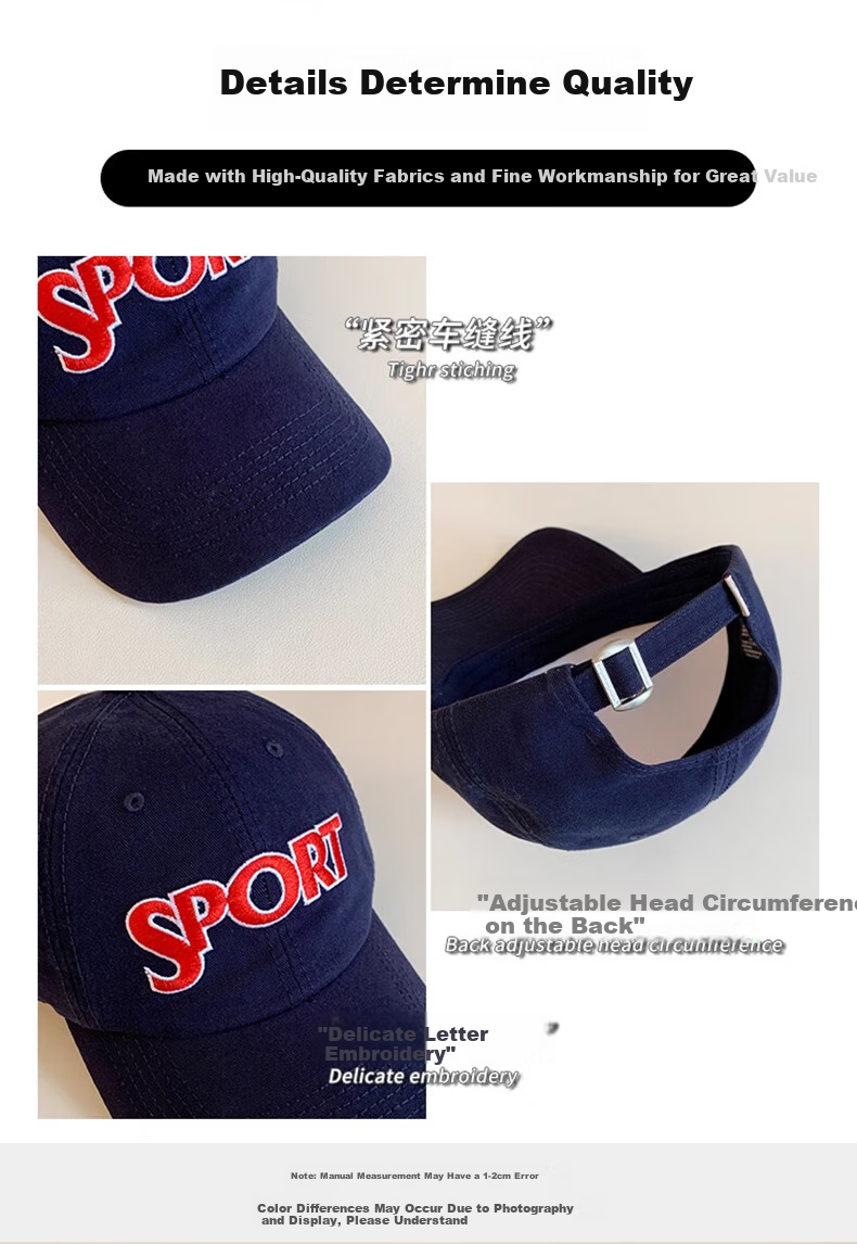 Popeye American Style Large Letter Embroidered Baseball Cap Unisex Extra Large Head Size Sunshade Visor Hat 6