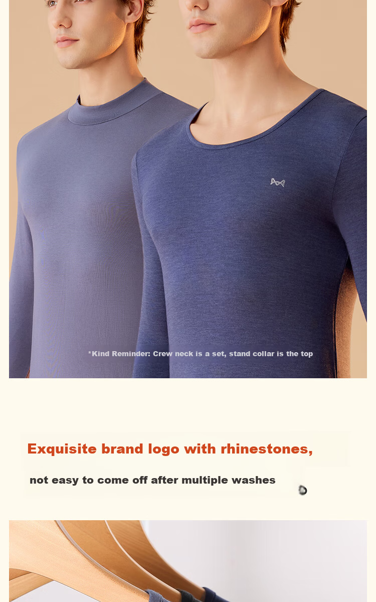 MiiOW Men's Thermal Underwear Set Autumn Winter Antibacterial Warm Base Layer Pants 7A 9
