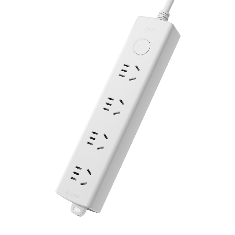 Deli Pearl White Series National Standard Safe Power Strip/Extension Cord/Surge Protector with Master Switch And 4 Outlets, 1.8 Meters, LX128