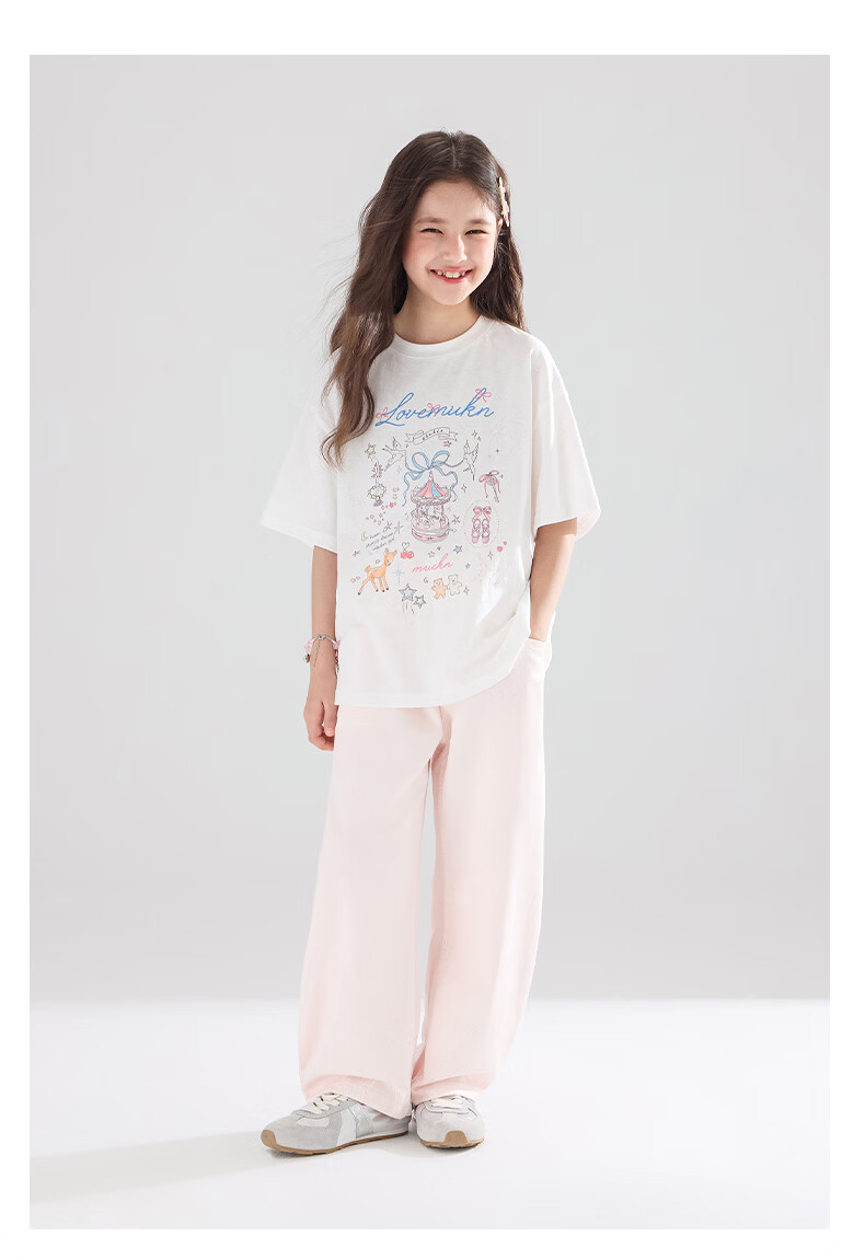 Mucmukn Wish Fairy Snowflake Soft Cotton Loose Hand-Painted Print Short Sleeve T-Shirt Summer Girls' Tee New 23