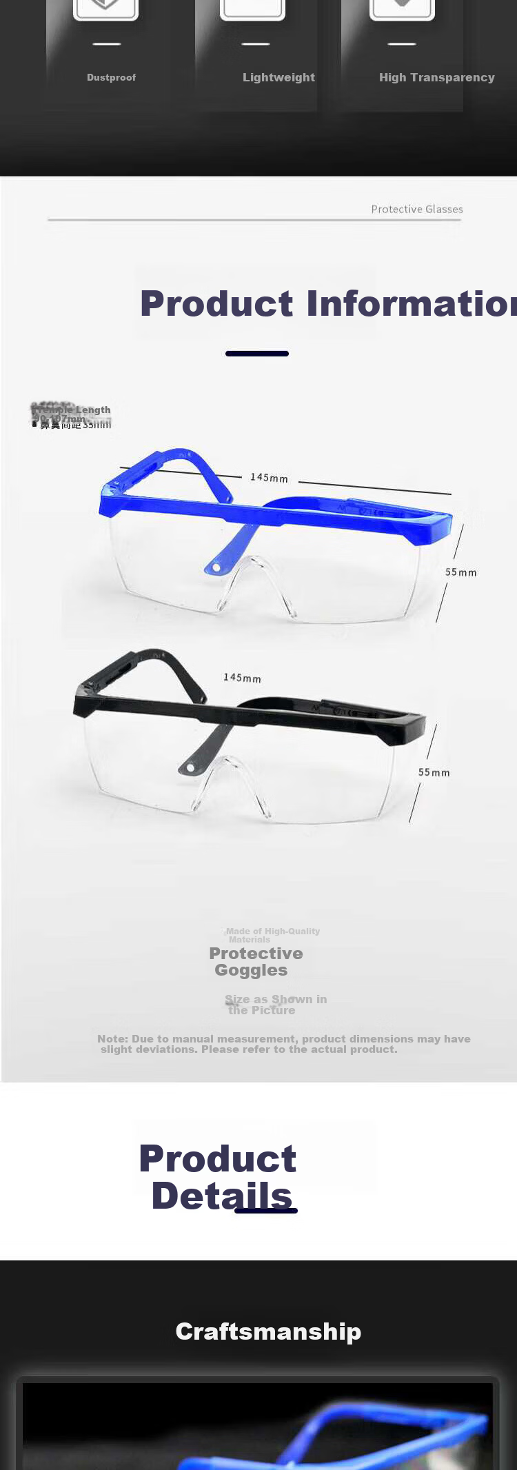 KINCOOL KCzy-520 PC Four-Bead Large Windproof Protective Goggles Impact-Resistant Splash-Proof Riding Wind and Sand Glasses Transparent Lenses 5 Pieces 4