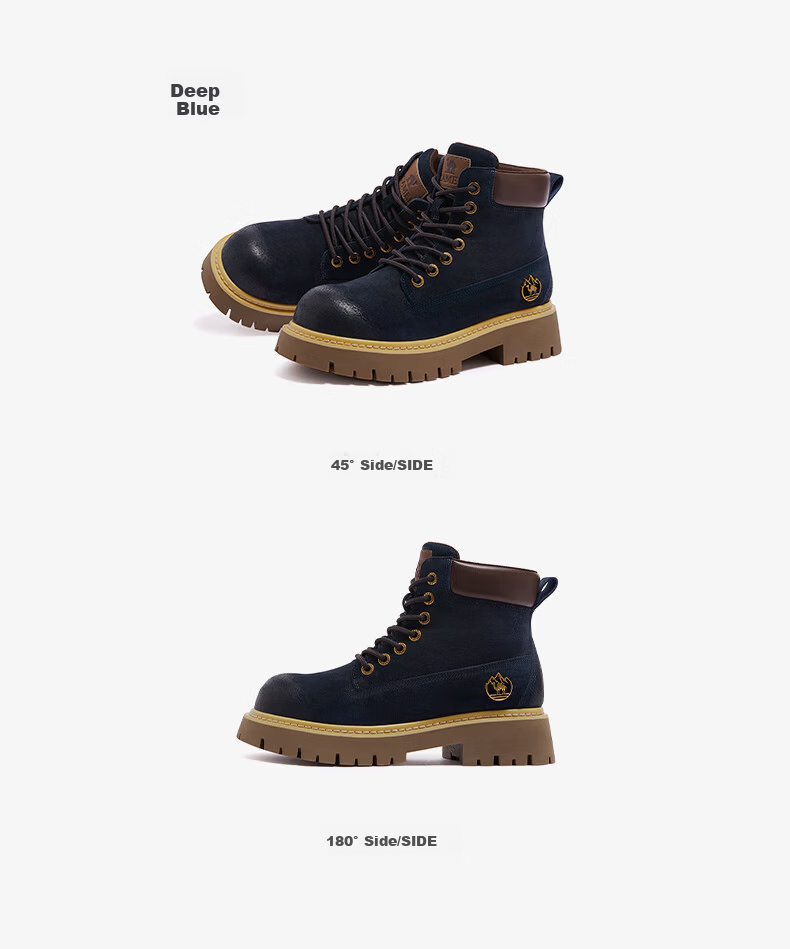 CAMEL [Shanyue] Women's Work Boots Trendy Thick-Soled Martin Boots L25W076018R Earth Yellow (Suede Lining) Size 37 47