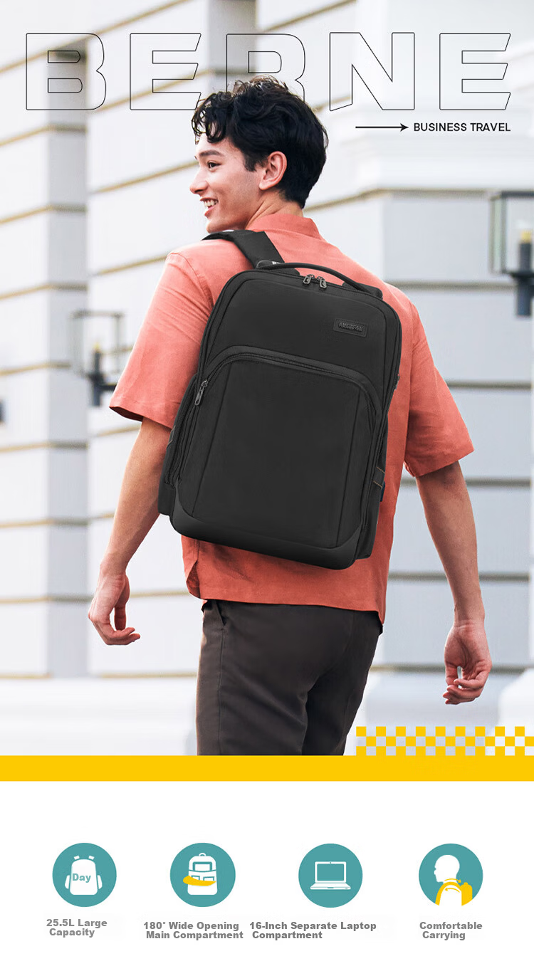 American Tourister Men's Backpack Commuter Laptop Bag Multifunctional 16-inch Travel Bag NA5 Light Gray 1