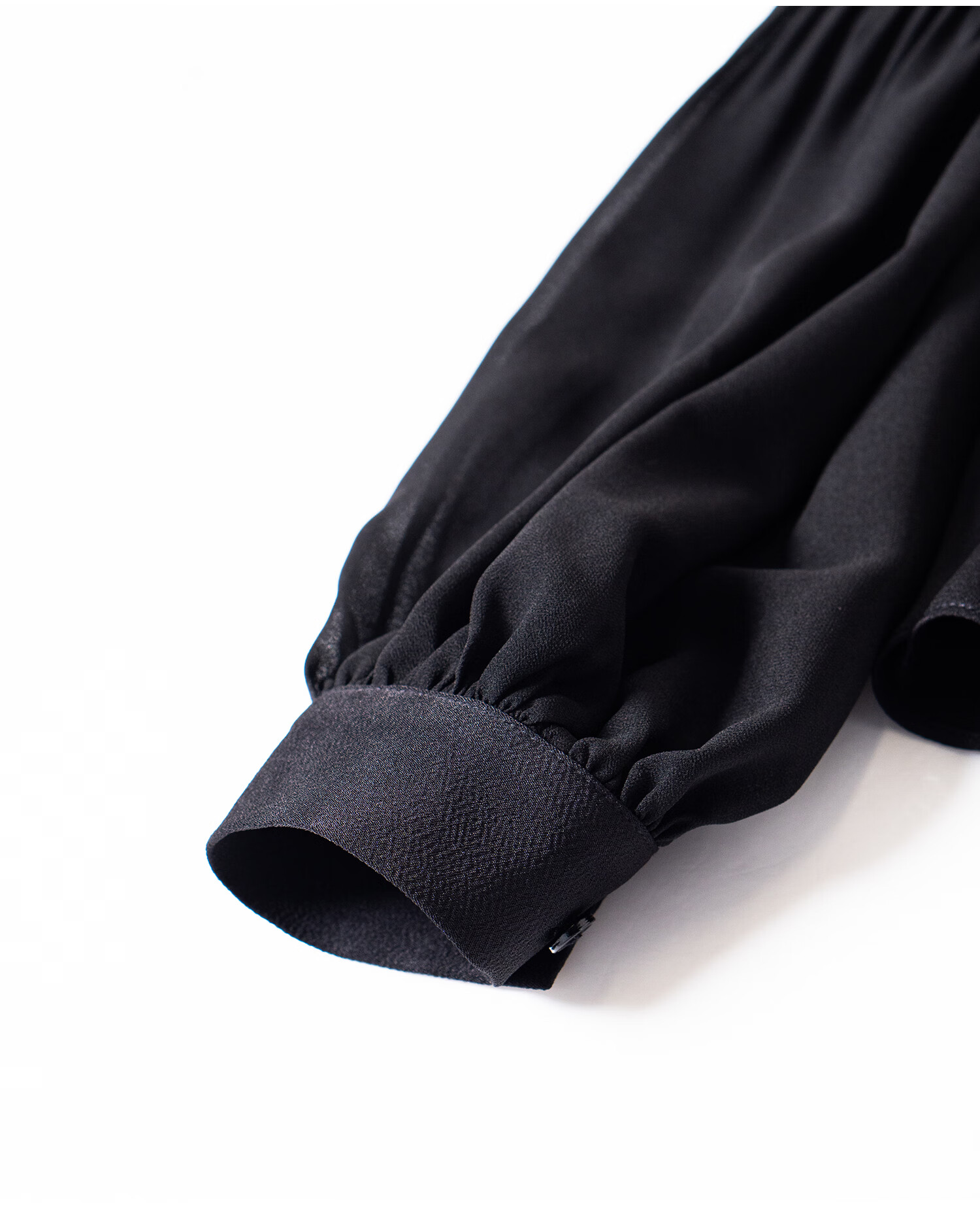 ROEYSHOUSE Elegant Satin Spliced Chiffon Shirt for Women Spring Light Luxury Hollow Out Top 13643 Black S 16