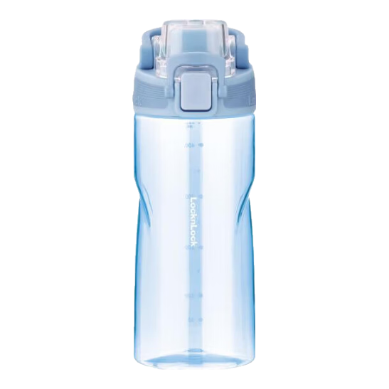 LOCK&LOCK Plastic Sports Water Bottle with Scale And Handle, Portable Water Cup for Men And Women, 520ML, Light Blue