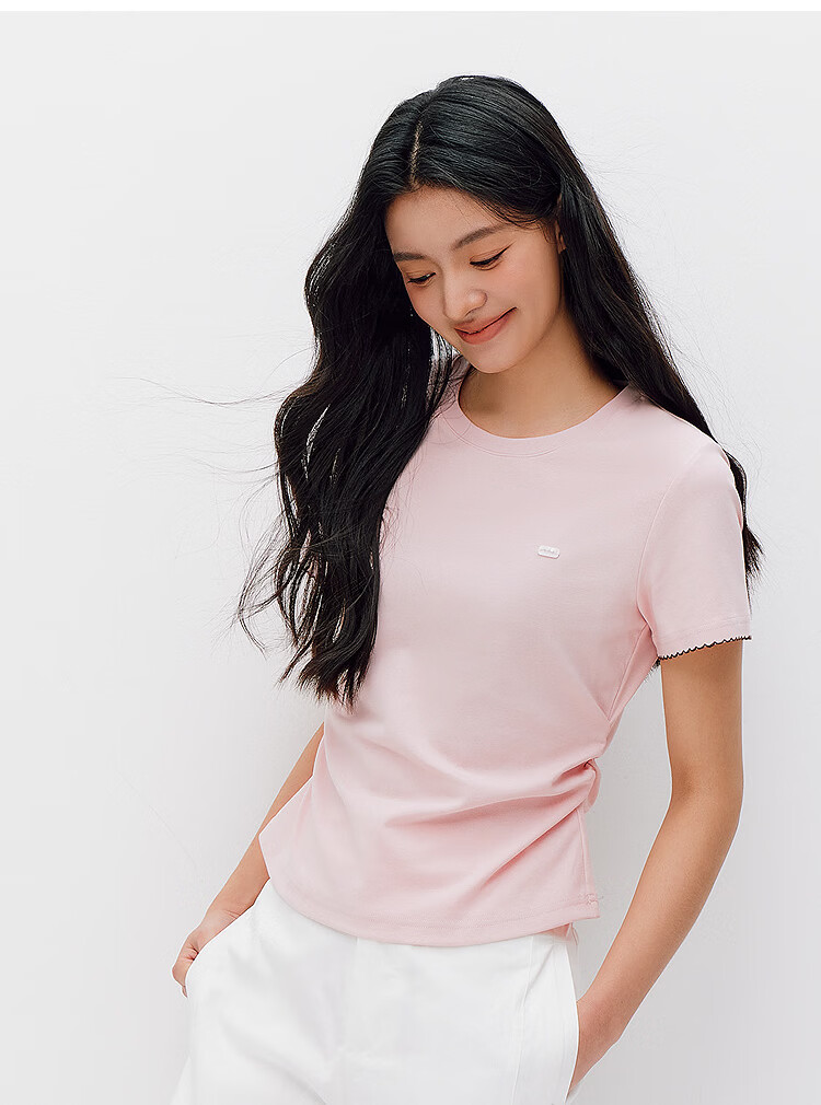 Semir Mall Same Style | Women's Summer Slim Fit Short Sleeve T-Shirt with Pleated Color Block Pullover 2026 Top 101326100048 25