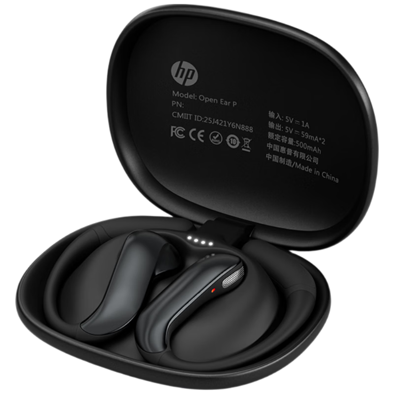 HP Open Ear P Sports Bluetooth Earphones Ear-Hook Waterproof Bone Conduction Long Battery Life Bluetooth 6.0 Gaming Music Compatible with Android and Apple Obsidian Black