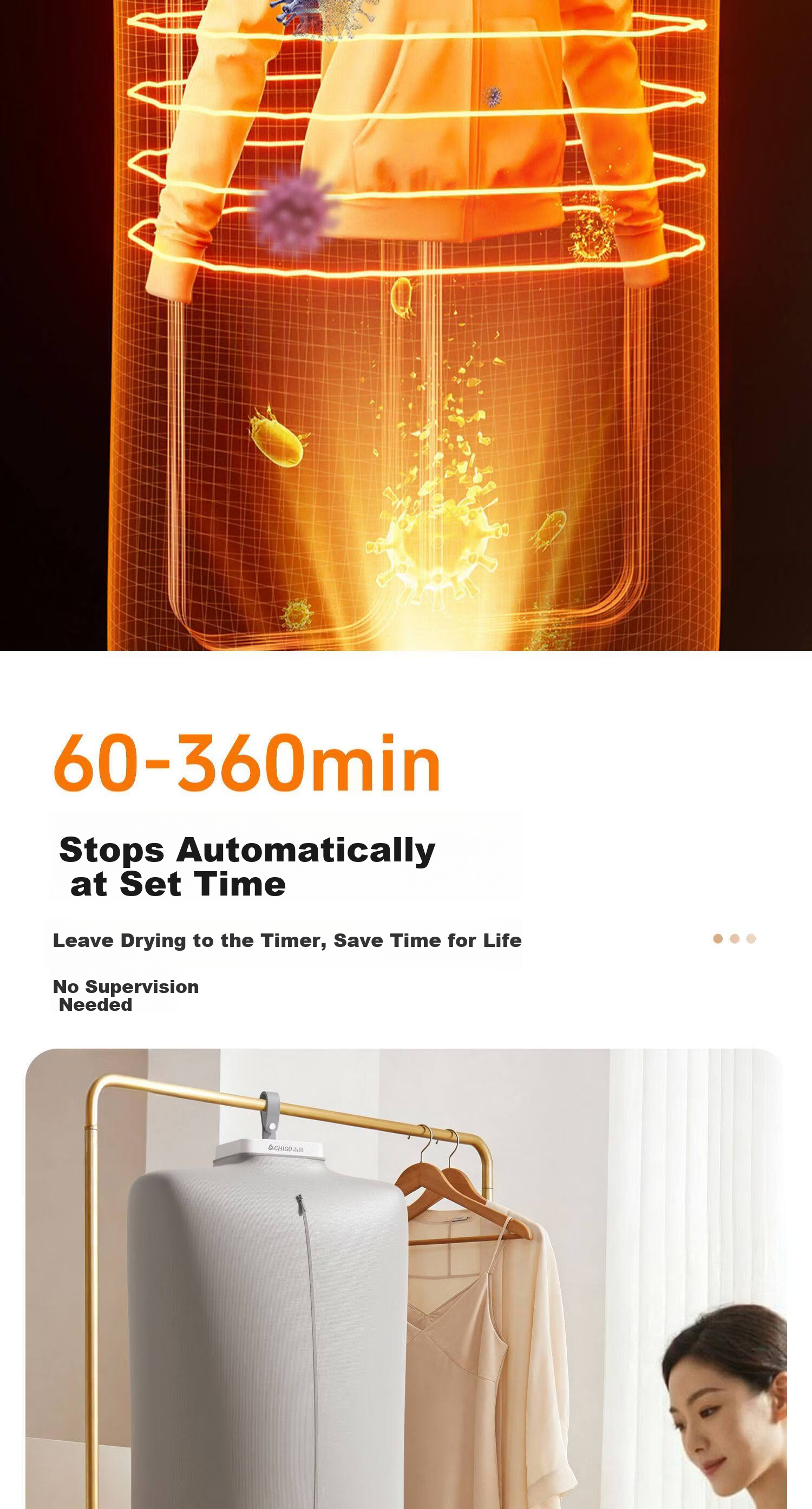 CHIGO Home Dryer Portable Mini Foldable Travel Laundry Dryer 2026 New Model 19