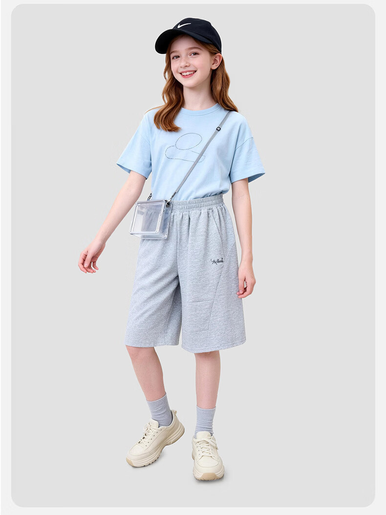 Disney Girls Summer Thin New Children's Five-Point Pants Big Kids Teen Casual Shorts 10136 Heather Gray 130 5