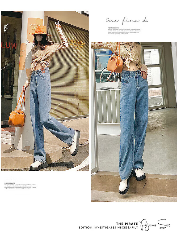Pierre Cardin Jeans for Women, Summer High-Waisted Loose-Fit Slimming Lyocell Casual Straight-Leg Versatile Cropped Pants, Vintage Blue M 3