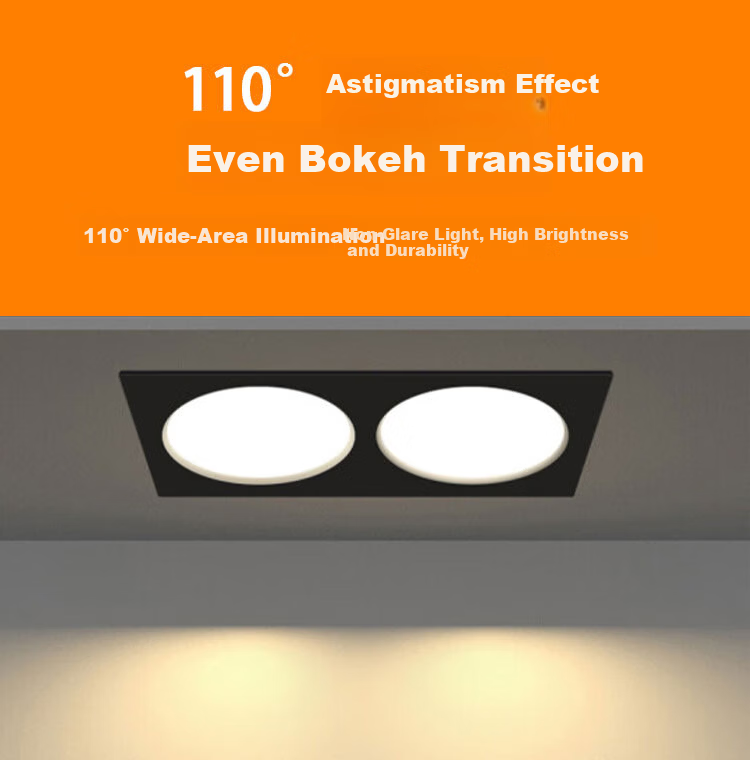 CARE LED Dual-Head Grid Downlight 22x12cm 16W Cool White Corridor Grid Ceiling Minimalist Downlight Black Housing 5