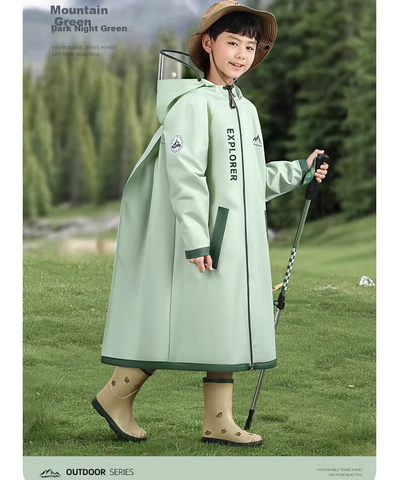 Beimei Kids Raincoat Unisex Full-Length Heavy Rainproof School Rain Poncho with Extra Large Backpack Cover for Elementary and Middle School Students 19