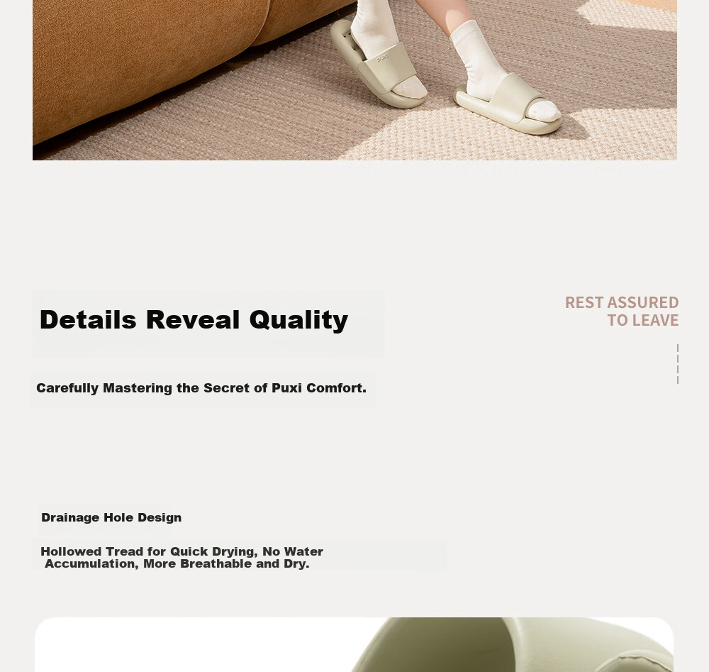 Puxi Summer Bathroom Slippers Indoor Water-Draining EVA Non-Slip Shower Home Cloud White Size 38-39 11
