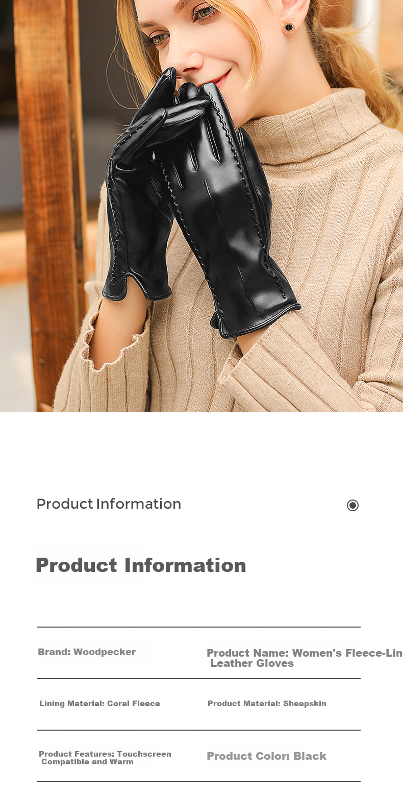 TUCANO Women's Genuine Leather Winter Gloves with Fleece Lining, Touchscreen Compatible, Warm Lambskin, Water-Resistant, Driving and Outdoor Riding Gloves, Valentine's Day Gift 15