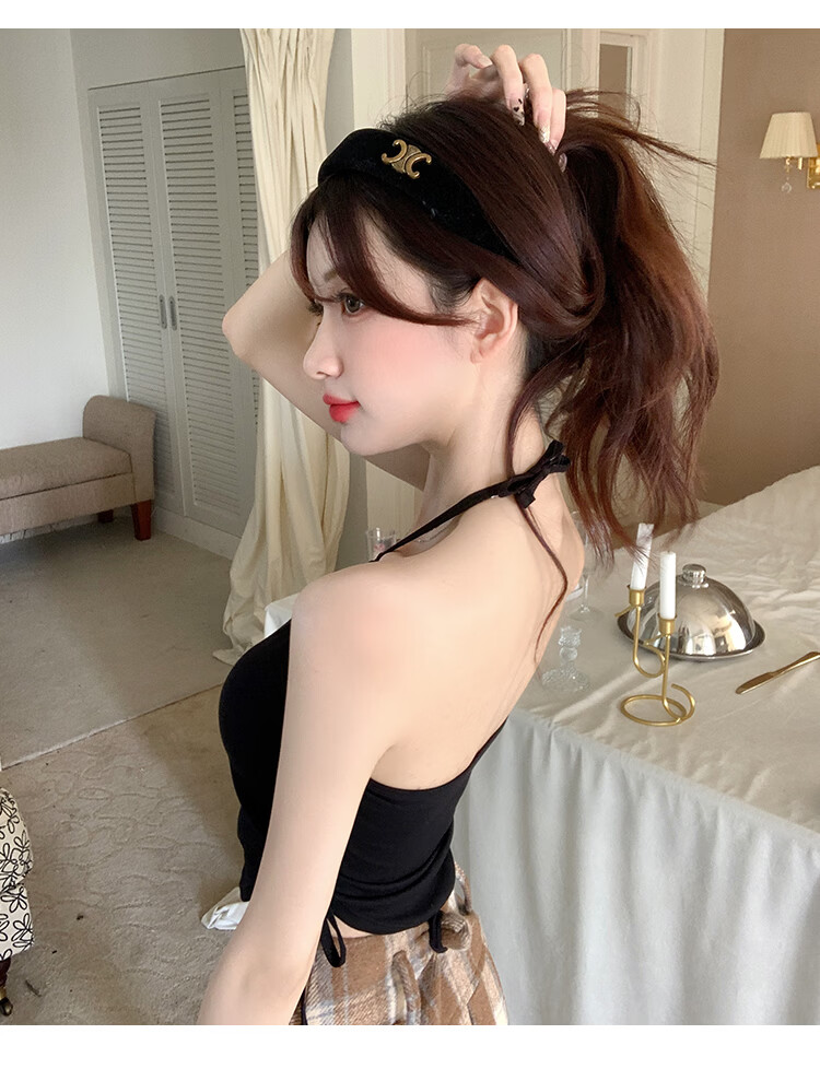 Modal Halter Neck Camisole Women's Simple Fashion Backless Bra Slim Fit Top with Chest Pad 10