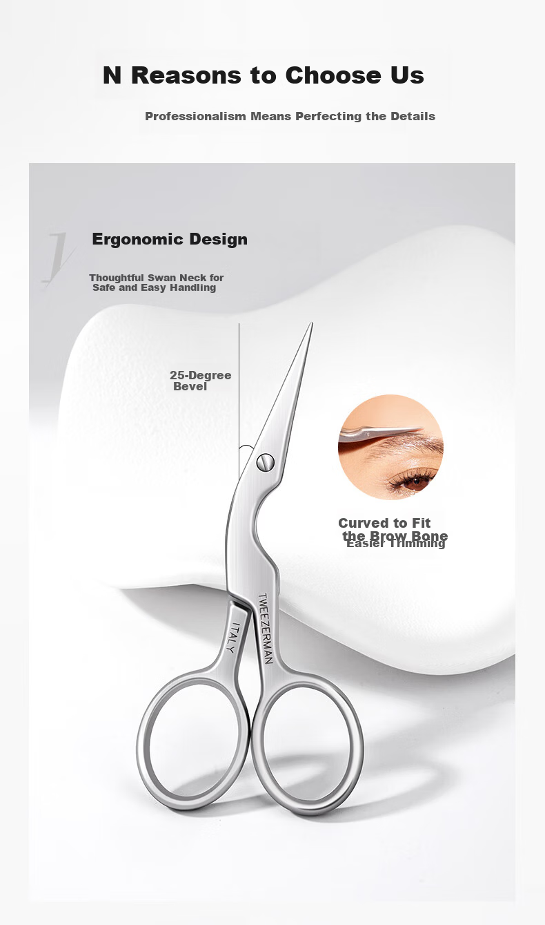Tweezerman Imported Eyebrow Scissors and Brush Set Safe Eyebrow Grooming Beauty Makeup Tools Gift 5
