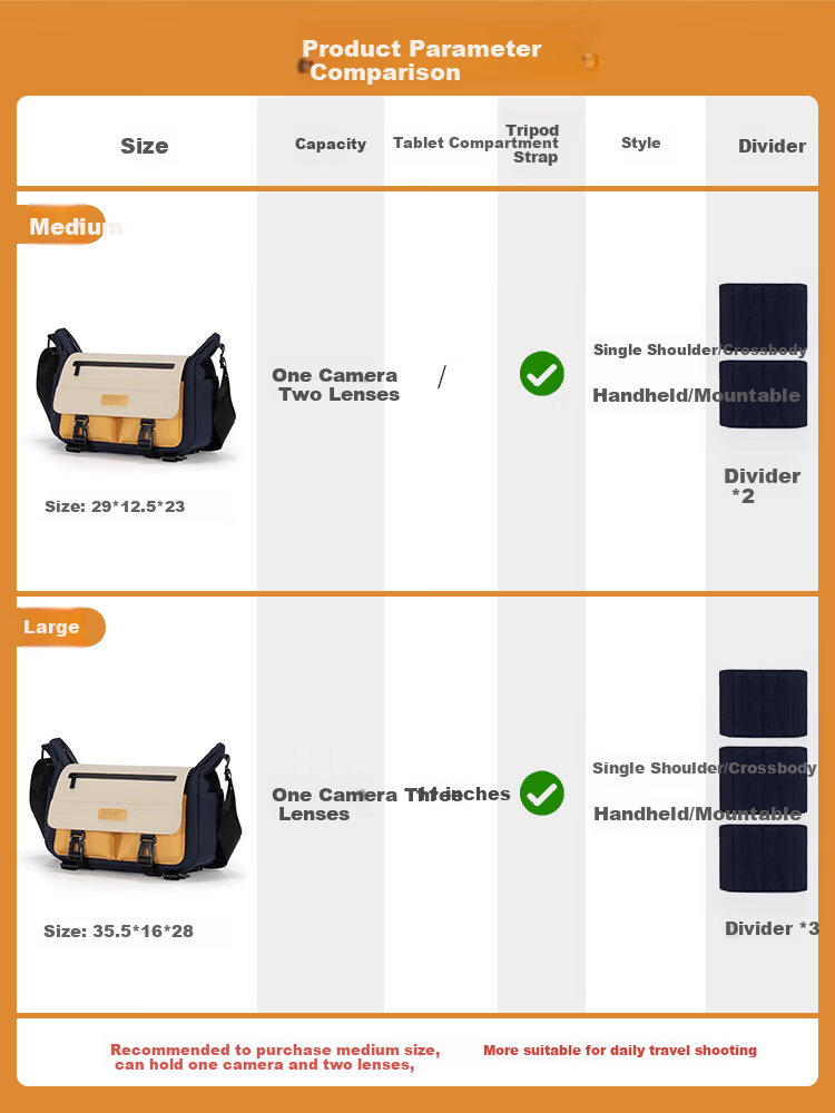 CWATCUN Kaden Single Shoulder Camera Bag Waterproof Outdoor Travel Crossbody Storage Digital Camera Accessory Bag 1