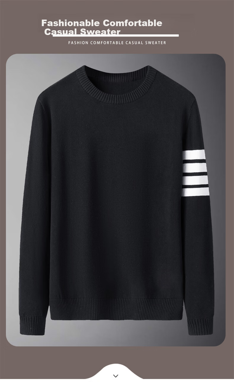 Jeanswest Men's Autumn Winter Crew Neck Casual Thickened Warm Pure Cotton Sweater Fashion Youth Comfortable Knitwear 1