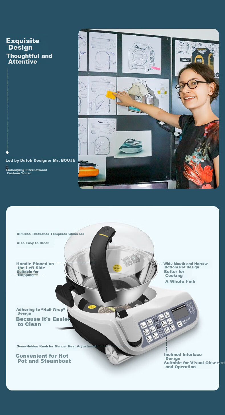 Gemside JSC-D120S Automatic Smart Cooking Stir-Fry Robot Multi-Function Non-Stick Electric Hot Pot and Stew Cooker with 0 Coating for Home Use 11