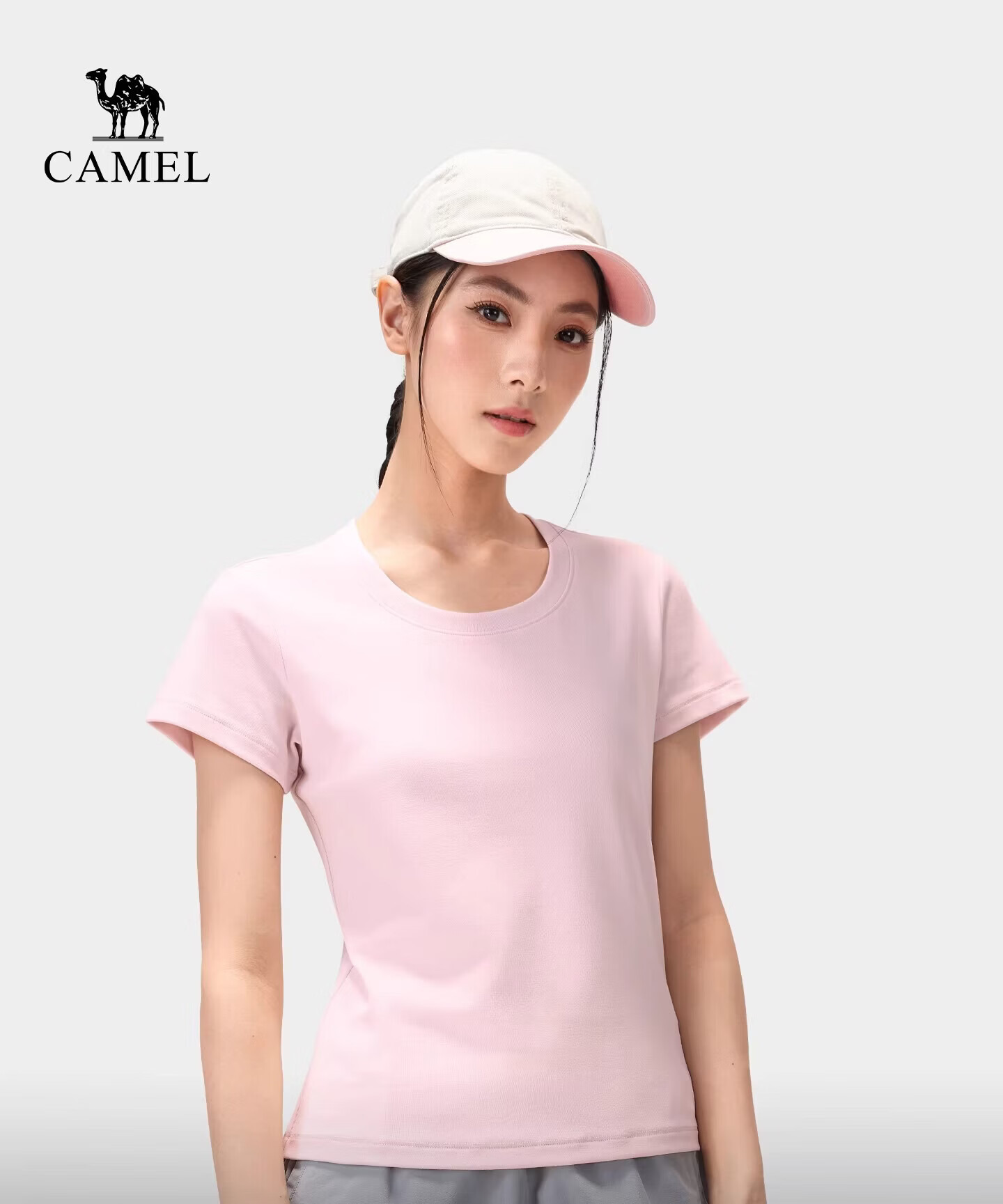 CAMEL Outdoor Casual Women's Shoulder T-Shirt 26 Spring Summer Breathable Stretch Slim Cotton Sports Tee K092 28